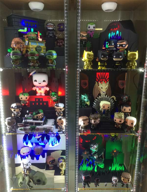Funko Display Ideas -- Home and Family -- Lighted Cabinet Display --- We Do Geek